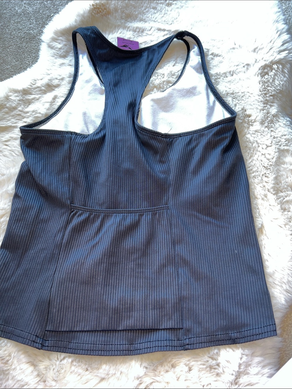 Black Ribbed Racerback Tank Top - Performance Fit - Picture 5 of 6